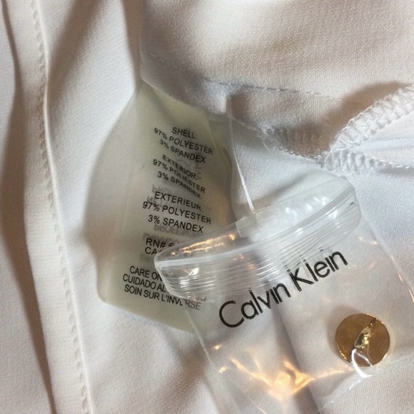 Calvin Klein White silky Tank Blouse Top trimmed in black thread Size S New - Picture 4 of 13
